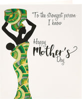 Kindred Mother's Day Card With Envelope - Afro Touch Design, From The Studio, White & Green, 159x184mm